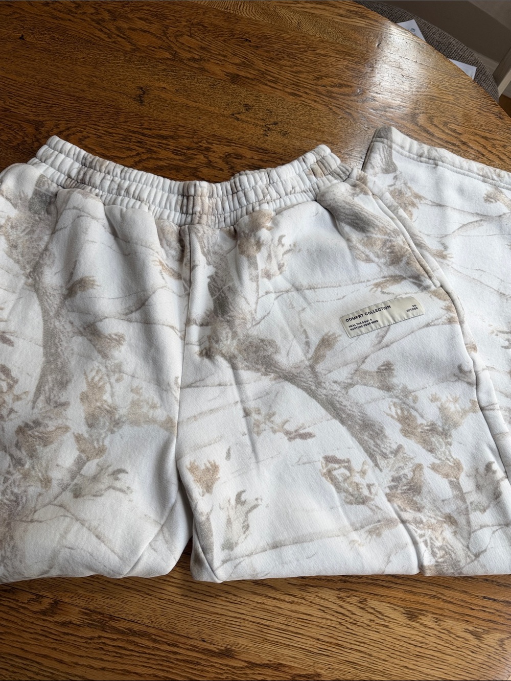Women's White & Taupe Printed Joggers - Picture 2 of 3